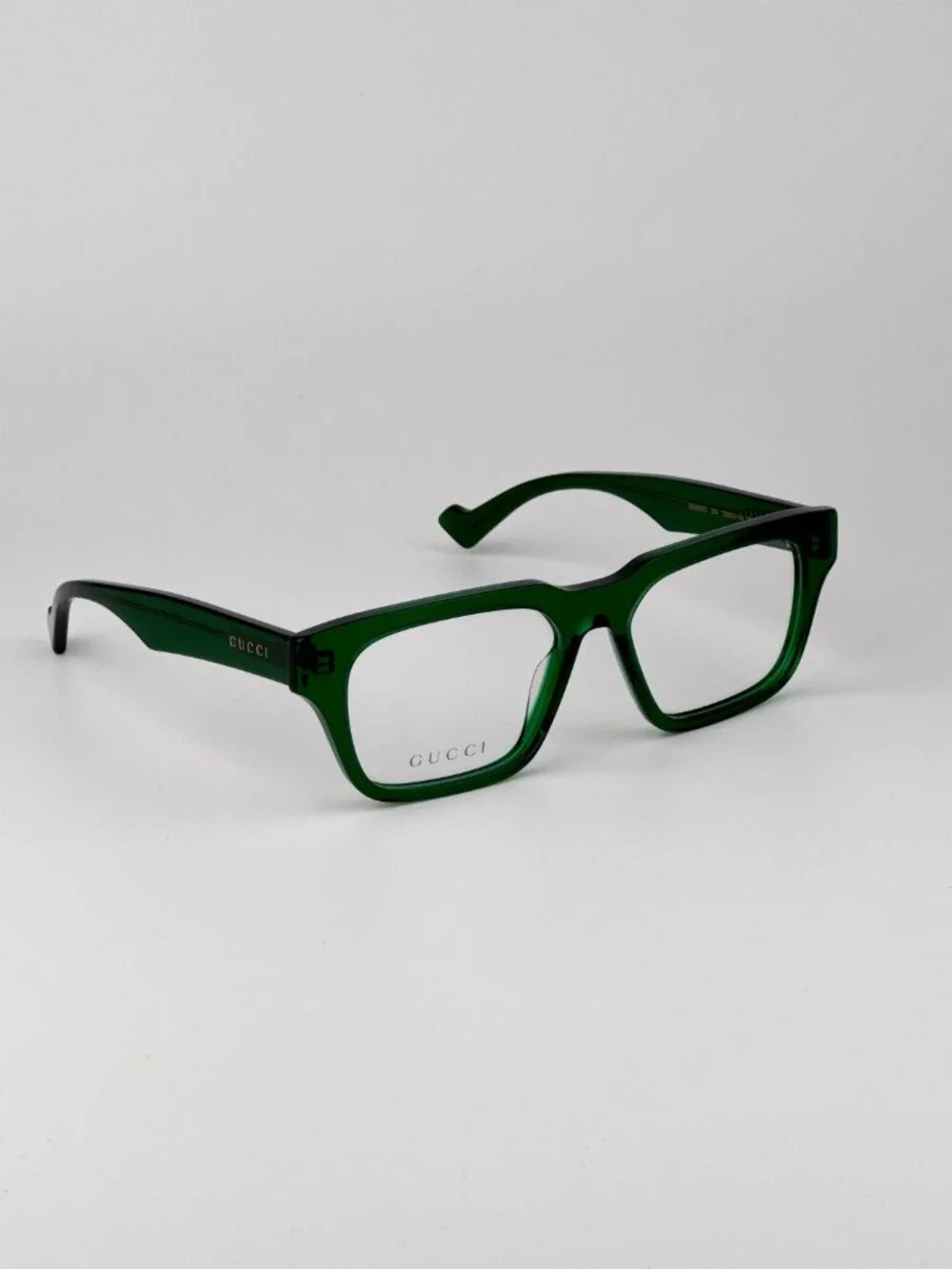 Gucci GG0963O 004 Rectangular Square Eyeglasses Transparent Green NEW AUTHENTIC
